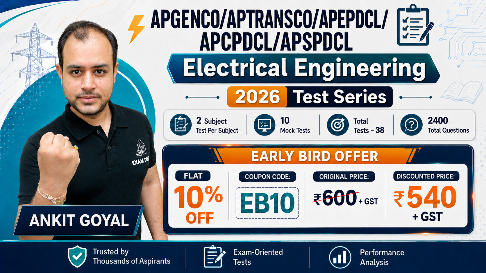APGENCO/APTRANSCO/APEPDCL/APCPDCL/APSPDCL 2026 Test Series - Electrical Engineering cover